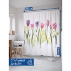 Фотоштора для ванной «Цветы весны», сатен, размер 180х200 см - Фото 2