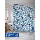 Фотоштора для ванной «Голубые бабочки», сатен, размер 180х200 см - Фото 2
