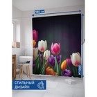 Фотоштора для ванной «Весенние тюльпаны», сатен, размер 180х200 см - Фото 2