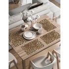 Комплект салфеток для сервировки стола «Леопардовое окружение», прямоугольные, закруглённые края, размер 30х46 см, 4 шт - фото 292435812