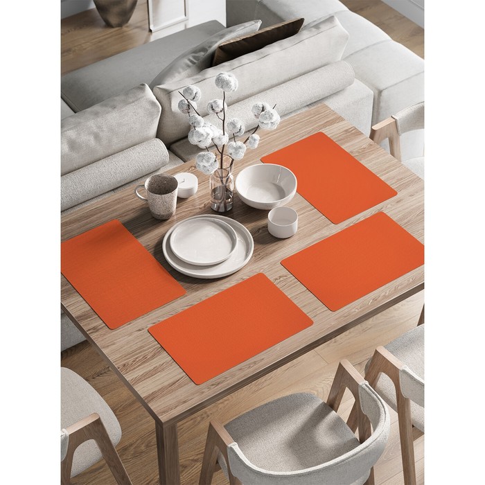 Комплект салфеток для сервировки стола «Классическое полотно», прямоугольные, закруглённые края, размер 30х46 см, 4 шт - Фото 1