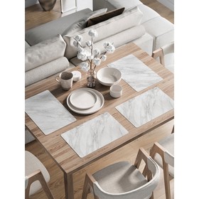 Комплект салфеток для сервировки стола «Мраморные прожилки», прямоугольные, закруглённые края, размер 30х46 см, 4 шт