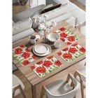 Комплект салфеток для сервировки стола «Ароматные маки», прямоугольные, закруглённые края, размер 30х46 см, 4 шт - фото 292435844