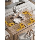Комплект салфеток для сервировки стола «Цветы подсолнуха», прямоугольные, закруглённые края, размер 30х46 см, 4 шт - фото 292435896