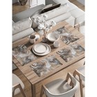 Комплект салфеток для сервировки стола «Мраморные вихри», прямоугольные, закруглённые края, размер 30х46 см, 4 шт - фото 292435984