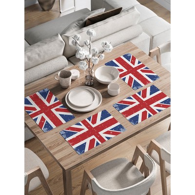 Комплект салфеток для сервировки стола «Винтажный флаг Великобритании», прямоугольные, закруглённые края, размер 30х46 см, 4 шт