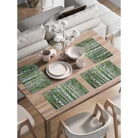 Комплект салфеток для сервировки стола «Березовый лес», прямоугольные, закруглённые края, размер 30х46 см, 4 шт