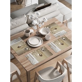 Комплект салфеток для сервировки стола «Новогодний блеск», прямоугольные, закруглённые края, размер 30х46 см, 4 шт