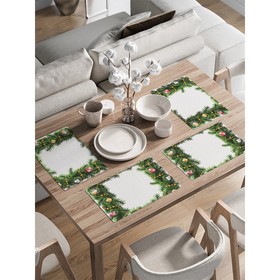 Комплект салфеток для сервировки стола «Рождественская виньетка», прямоугольные, закруглённые края, размер 30х46 см, 4 шт