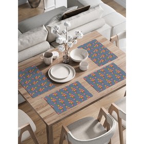 Комплект салфеток для сервировки стола «Весенние цветы», прямоугольные, закруглённые края, размер 30х46 см, 4 шт