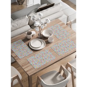 Комплект салфеток для сервировки стола «Настроение - весна», прямоугольные, закруглённые края, размер 30х46 см, 4 шт