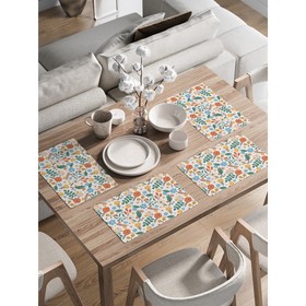 Комплект салфеток для сервировки стола «Луг цветов», прямоугольные, закруглённые края, размер 30х46 см, 4 шт