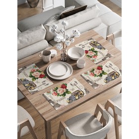 Комплект салфеток для сервировки стола «Love Paris», прямоугольные, закруглённые края, размер 30х46 см, 4 шт