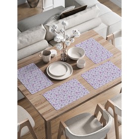 Комплект салфеток для сервировки стола «Летние бабочки», прямоугольные, закруглённые края, размер 30х46 см, 4 шт