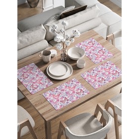 Комплект салфеток для сервировки стола «Яркие бабочки», прямоугольные, закруглённые края, размер 30х46 см, 4 шт