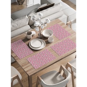 Комплект салфеток для сервировки стола «Много бабочек», прямоугольные, закруглённые края, размер 30х46 см, 4 шт
