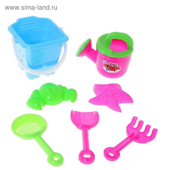 Песочный набор "Крепость", 7 предметов, объём ведра 0,25 л, цвета МИКС - Фото 1