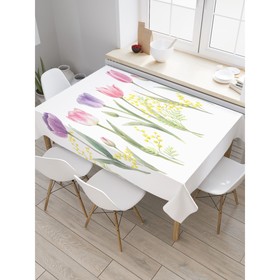 Скатерть на стол «Цветы весны», прямоугольная, сатен, размер 120х145 см