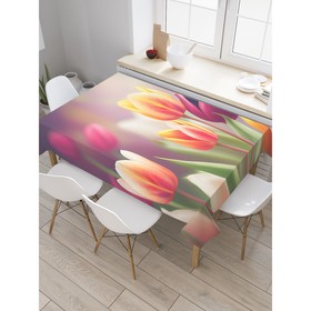 Скатерть на стол «Поле тюльпанов», прямоугольная, сатен, размер 120х145 см