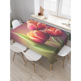 Скатерть на стол «Букет тюльпанов», прямоугольная, сатен, размер 120х145 см