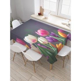 Скатерть на стол «Весенние тюльпаны», прямоугольная, сатен, размер 120х145 см
