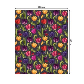 Скатерть на стол «Разноцветные тюльпаны», прямоугольная, оксфорд, размер 120х145 см