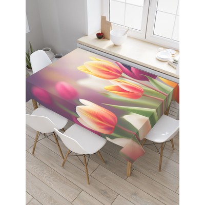 Скатерть на стол «Поле тюльпанов», прямоугольная, оксфорд, размер 120х145 см