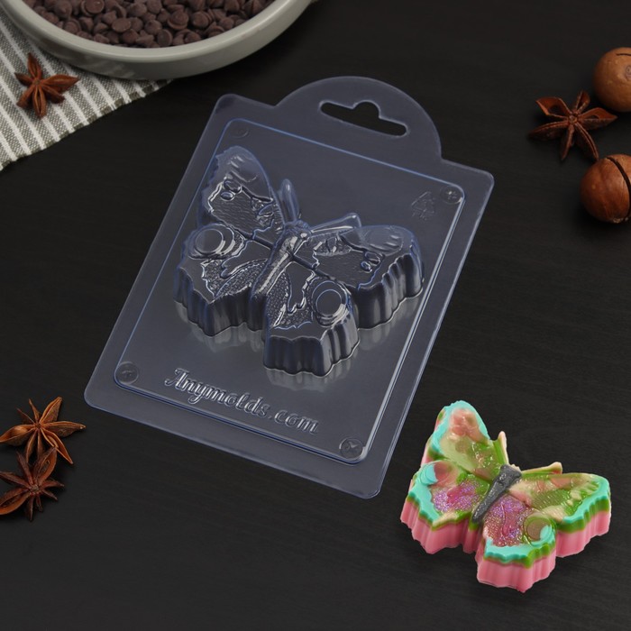 Форма для шоколада и конфет «Бабочка Павлиний глаз», 8,3×6×2 см, цвет прозрачный - Фото 1