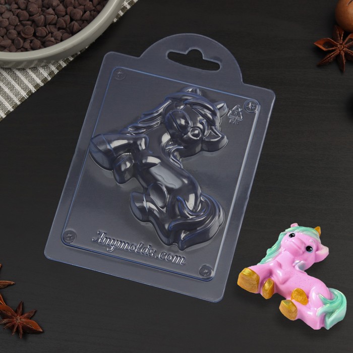 Форма для шоколада и конфет пластиковая «Пони Единорог» V2, 8,8×8×2,5 см, цвет прозрачный - Фото 1