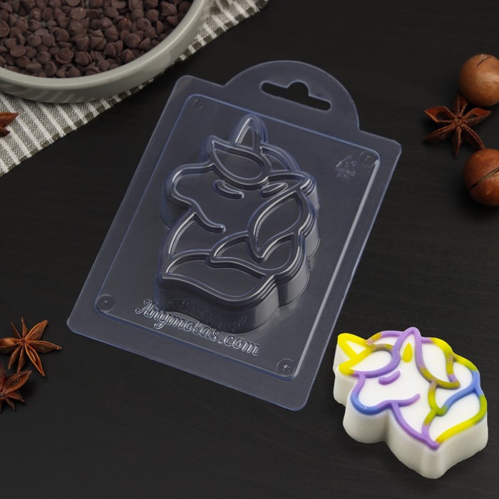 Форма для шоколада и конфет «Силуэт единорга», 9,4×7,2×2,3 см, цвет прозрачный - Фото 1