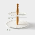 Этажёрка для фруктов и десертов BellaTenero, 2 яруса, d=20/25 см, фарфор, белая - Фото 3