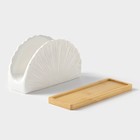 Салфетница BellaTenero «Тюльпан», 15.5×9 см, на бамбуковой подставке, фарфор, белая - Фото 3