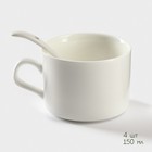 Набор кружек керамический на подставке из бамбука BellaTenero, 9 предметов: 4 кружки 150 мл, 4 ложки, подставка, белый - Фото 3