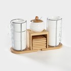 Набор чайный керамический на деревянной подставке BellaTenero, 13 предметов: 6 чашек 150 мл, сахарница с ложкой 200 мл, 6 подставок, цвет белый - Фото 3