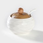 Набор чайный керамический на деревянной подставке BellaTenero, 13 предметов: 6 чашек 150 мл, сахарница с ложкой 200 мл, 6 подставок, цвет белый - фото 4379117