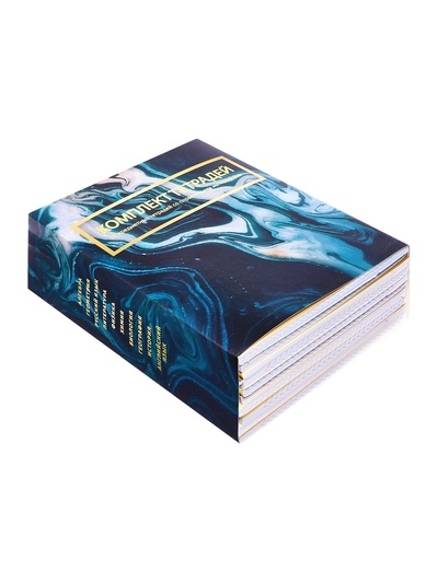 Набор предметных тетрадей Calligrata «Мрамор тёмный», 10 предметов, 48 листов, со справочным материалом, обложка из мелованного картона