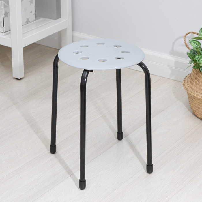 Табурет с пластмассовым сиденьем, d=32 см, h=46 см, МИКС - Фото 1