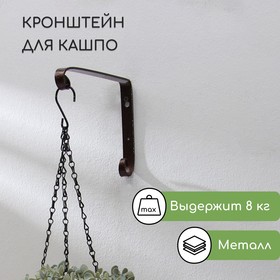 Кронштейн для кашпо, кованый, 15 × 23 см, металл, медный 9660603