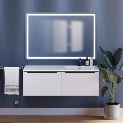 Тумба подвесная Uperwood, под раковину Uperwood Tanos 120, правая, цвет белый/графит