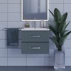 Тумба с раковиной Uperwood Foster 60 см, подвесная, серый графит - Фото 3