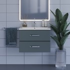 Тумба с раковиной Uperwood Foster 70 см, подвесная, серый графит - Фото 7