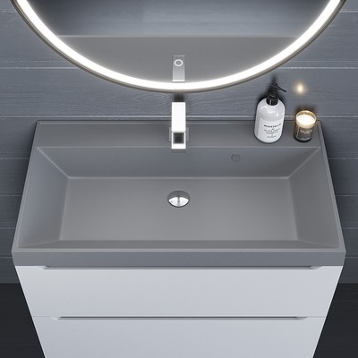 Раковина Uperwood Classic Quartz 80 см, кварцевая, серая матовая, бетон