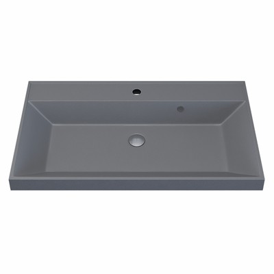 Раковина Uperwood Classic Quartz 80 см, кварцевая, серая матовая, бетон