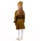 Карнавальный костюм военного: платье с длинными рукавами, пилотка, ремень, габардин, п/э, размер 30, 110-116 см - Фото 3