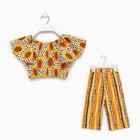 Комплект (топ/брюки) для девочки, цвет белый/оранжевый, рост 116 см - фото 805498026 Комплект (топ/брюки) для девочки, цвет белый/оранжевый, рост 116 см - фото 805498026