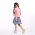 Комплект для девочки (футболка/юбка), цвет розовый/синий, рост 128 см - Фото 2