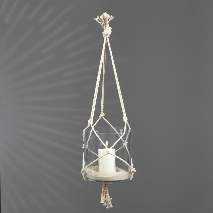 Ваза-подсвечник "Трубка 200", с белой свечой, 20х20 см, в сетке, цилиндр, стекло - Фото 1