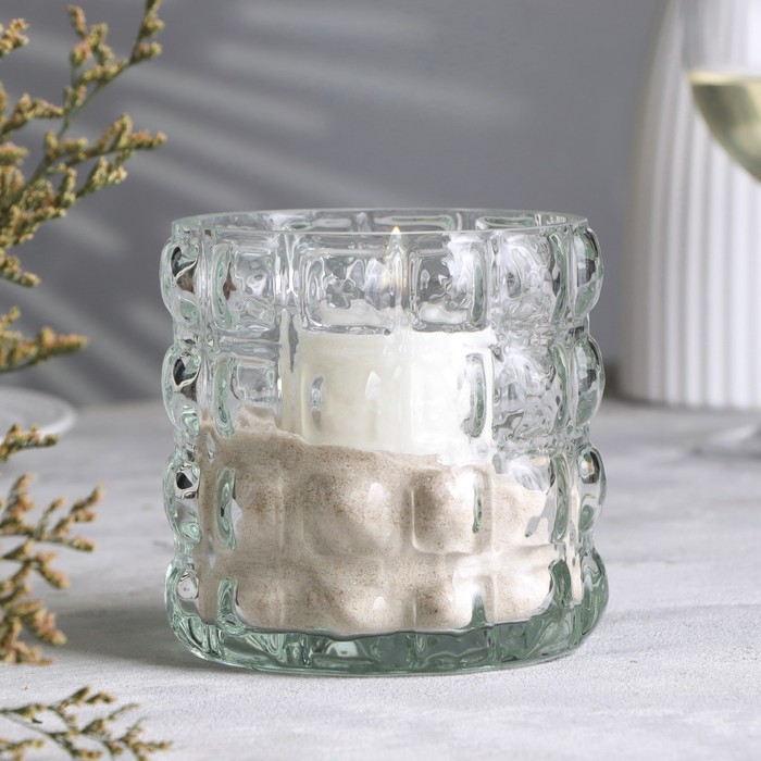 Ваза-подсвечник "Авиньон" с белой свечой, 11,8х11,5 см, стекло - Фото 1
