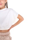 Костюм для девочки (футболка/шорты), цвет молочный, рост 140 см - фото 33629889