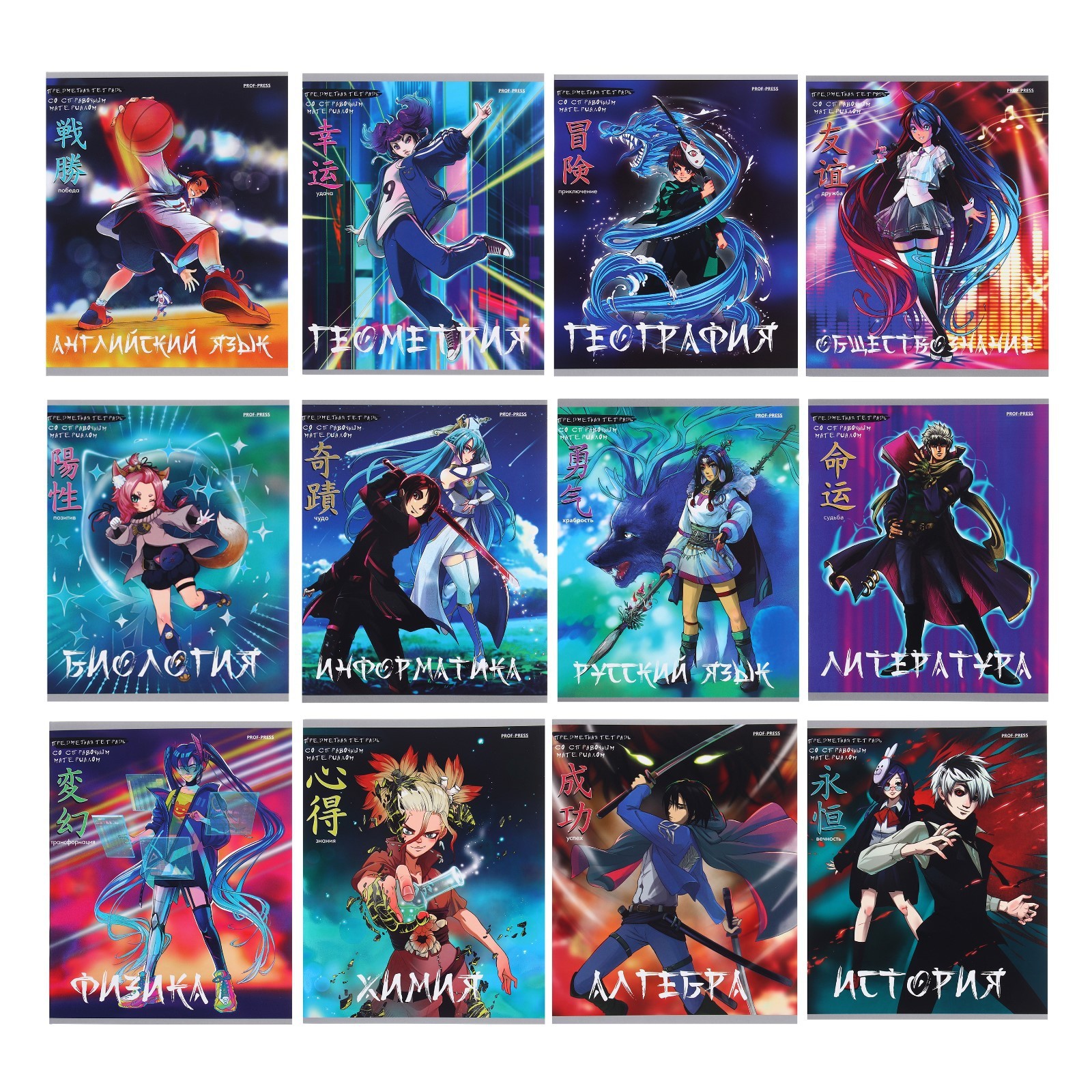 Комплект предметных тетрадей 12 предметов 48 листов \"Аниме\", обложка ...